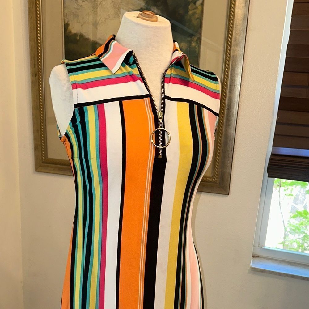 MSK PETITE Multicolor Striped Sleeveless Dress Size PS - Picture 4 of 11